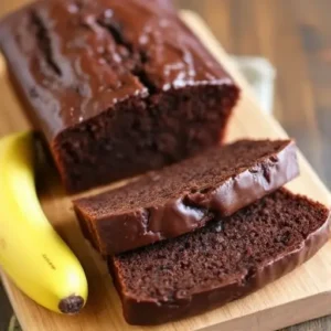 Sliced chocolate chip banana nut bread with walnuts and chocolate chips.