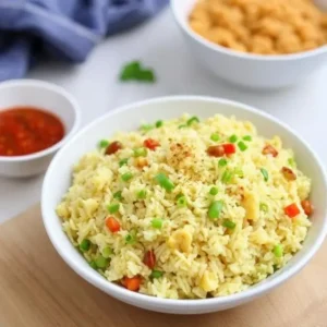 Anjappar Egg Fried Rice served with spices and vegetables