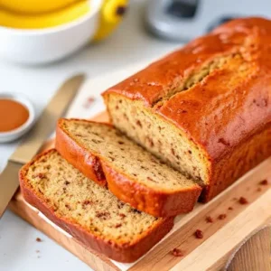 "Sliced banana bread without butter, showing the soft, fluffy texture of the loaf made with coconut oil."