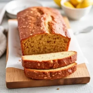 Banana bread baking in the oven, golden brown and rising