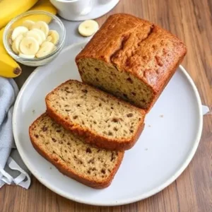 Banana bread with a spread of vegan butter