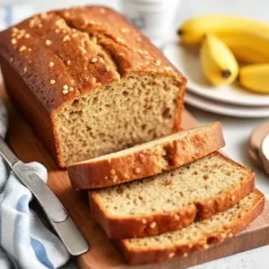 Slices of Mary Berry banana bread on a plate, showing moist texture