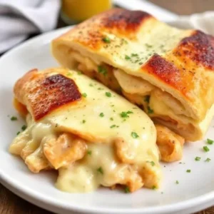 "Golden Chicken and Cheese Jalousie with a crispy puff pastry crust"