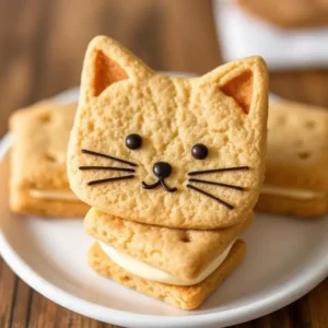 Close-up of Square Langue De Chat Sandwich Cookies with a smooth filling.